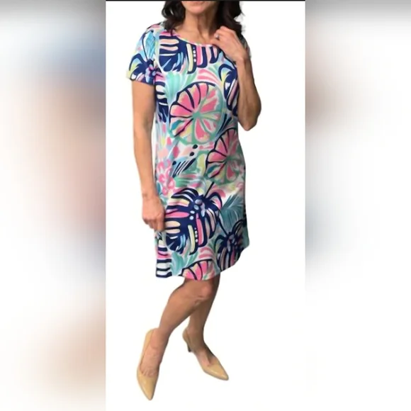 Abby Joy By Mango Tango Floral Burst Short Sleeve Mini Dress - Picture 1 of 8